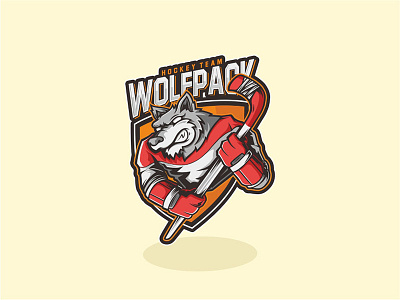 Wolpack Hockey Mascot animal badge hockey illustration logo mascot sport team vector wolf