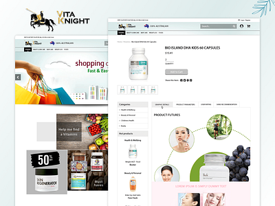Vita Knight E-Commerce Site animation branding cartpage design ecommerce ecommerce site graphic design homepage logo ui ux
