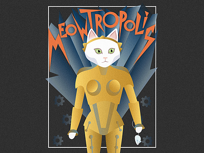 MeowTropolis cat gold illustration metropolis retro texture vector