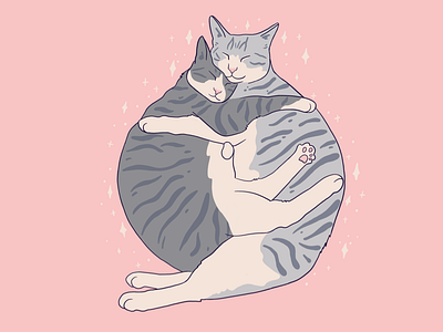 Love you art cat cute illustration love you pink procreate valentine