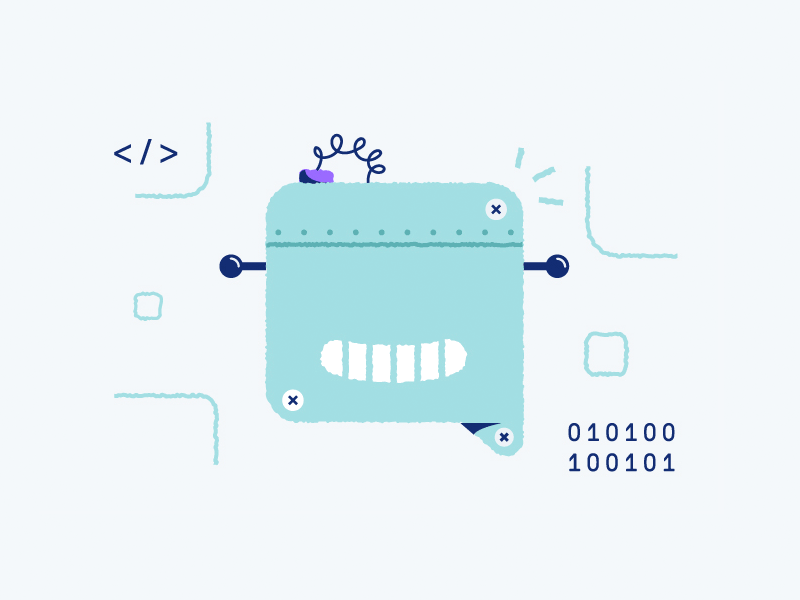The many faces of Walt bot chat chatbot customer service illustration smile