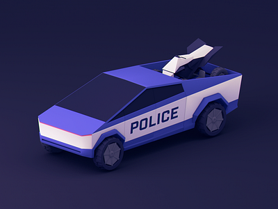 Police truck 3d art c4d car cinema 4d cinema4d clean cyber cybertruck dark design icon illustration lowpoly minimal photoshop police purple tesla truck