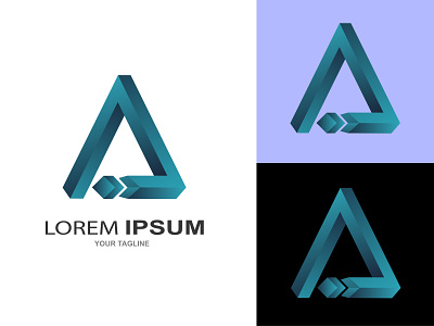 Letter A ,3D Modern minimalist logo