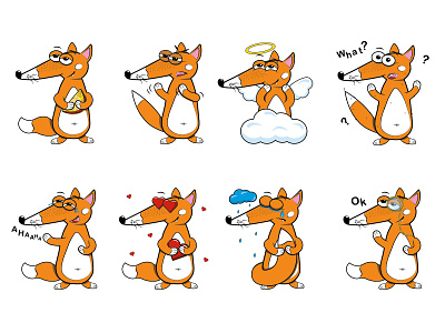 Stickers with a fox 🦊 animals digital digitalillustration fox illustration stickers telegram vector