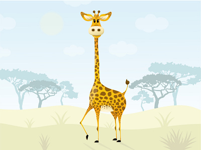 Giraffe in the savannah 🦒 childrens illustration digital illustration giraffe illustration savannah vector