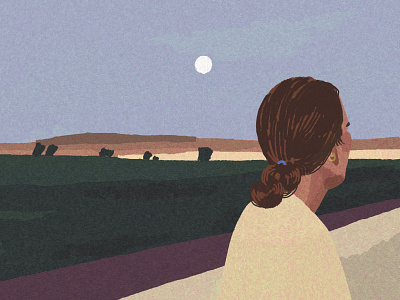 Full Moon digital drawing illustration landscape nature photoshop woman