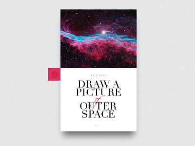 Outer Space Activity Card activity astronaut drawing elegant learning outer space space typography ui ui card ux web