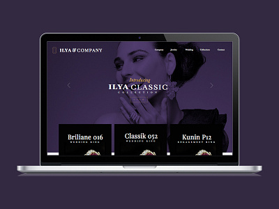 Ilya&Co Web Mock desktop hero home interface jewelry jewels luxury menu sophisticated ui ux web