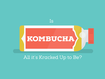 Kombucha blog bottle cover flat illustration kombucha post simple