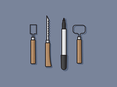 Tools of the Trade blog design fall flat halloween illustration knife minimal pumpkin revenuewell sharpie type