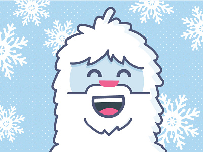 Yeti Lovin' the Winter characters cold flat happy illustration revenuewell simple smile snowflake vector winter yeti