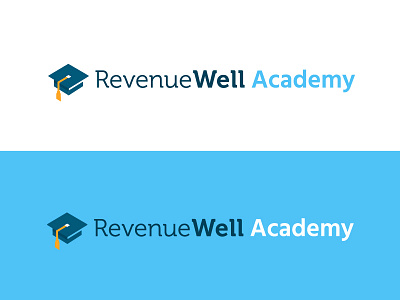 RevenueWell Academy Logo academy brand development flat graduation icon logo mark minimal revenuewell simple