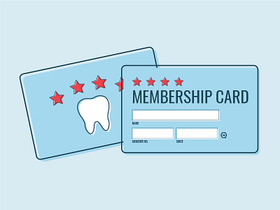 Memberships card chicago dental line membership stars teeth vector