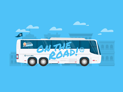 RW On the Road brand bus car city dental dentech dentist design illustration road rv travel type vector