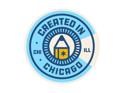 Created in Chicago Badge badge badgedesign chicago creatives design flat illinois illustration logo minimal pencil sticker type vector