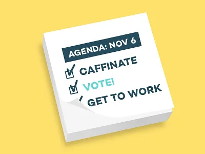 Vote! agenda deskpass election illustration iso november postit social sticky type vote