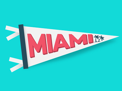 Deskpass: Miami coworking florida illustrator miami minimal palmtree pennant release simple social south beach vecotr