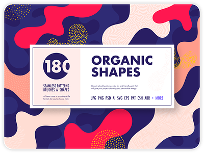 Organic shapes bundle – 180 textures, brushes & elements abstract bundle chaotic creative decorative download illustrator modern natural organic pattern photoshop playful procreate seamless seamless pattern set textile texture texture brushes