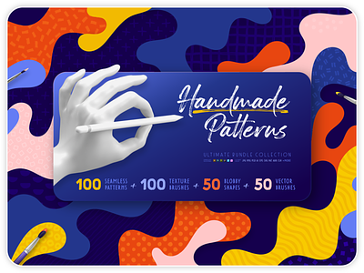 Handmade patterns bundle - 300 patterns, brushes, and shapes abstract artistic brush bundle decorative doodle download element hand-drawn handmade illustrator pattern pattern design photoshop procreate seamless set shape texture vector