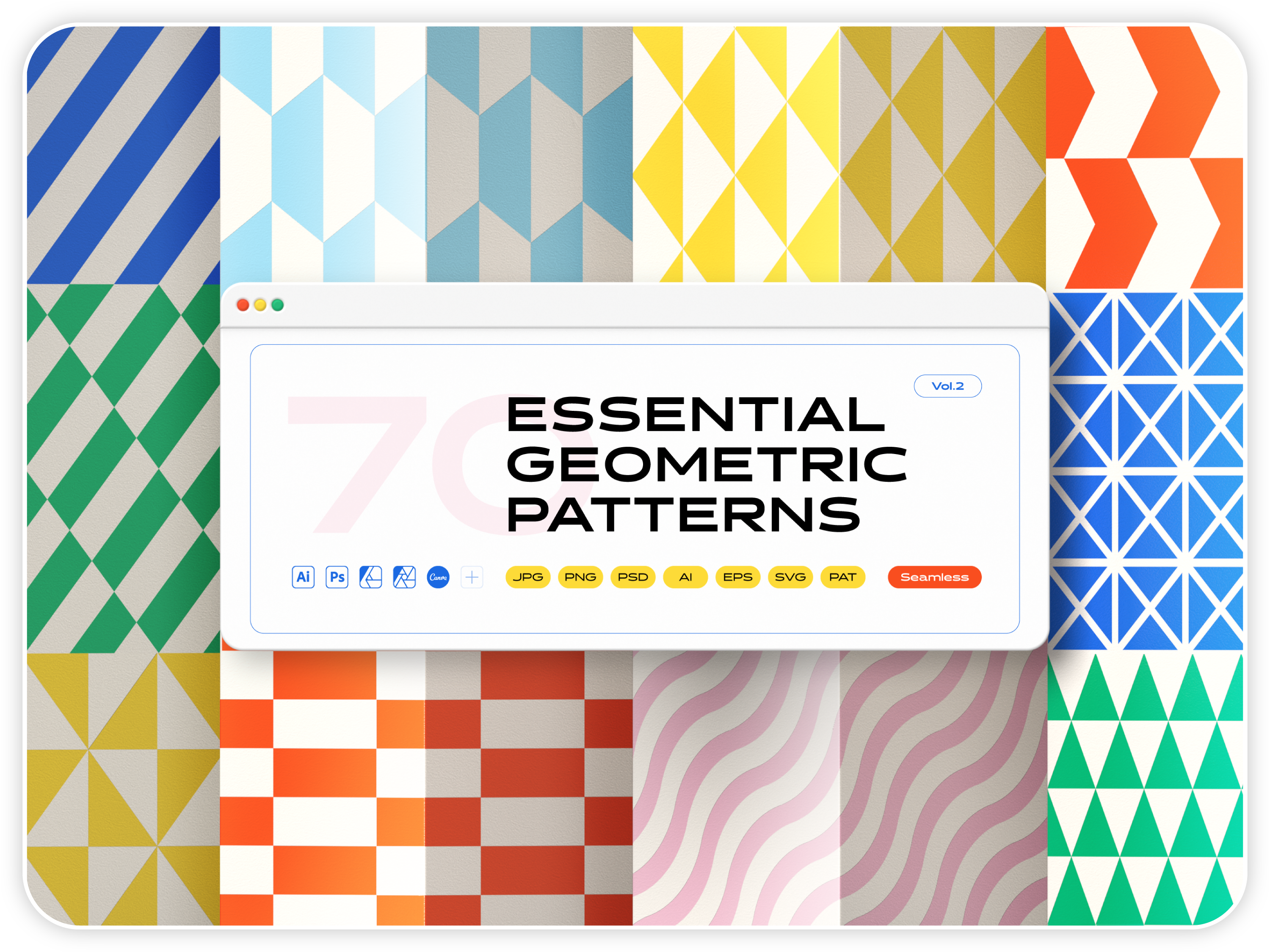 10 Geometric Pattern Swatches in AI, PAT & PNG Format