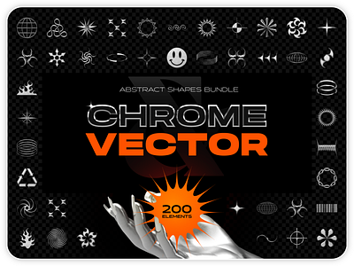 Chrome & vector abstract shapes bundle