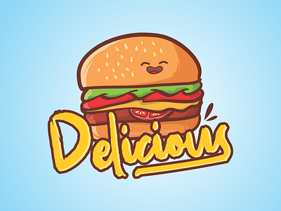 Burger Cartoon Hand-drawn Style 3d animation app branding burger design funny graphic design illustration logo logo hand drawn motion graphics ui vector
