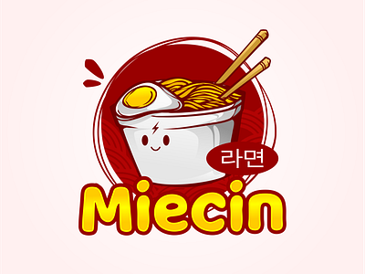 Miecin Logo Hand-drawn style 3d animation app branding design food graphic design illustration logo logo food logo hand drawn mie ui vector