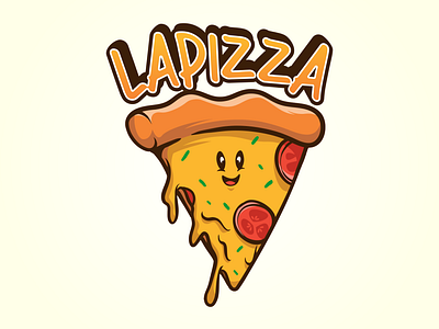 Lapizza Logo Cartoon Hand-drawn Style 3d animation app branding design graphic design hand drawn illustration logo logo food logo hand drawn logo maker ui vector