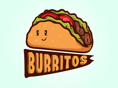 Burritos Tacos Logo Cartoon Hand-drawn 3d animation app branding design graphic design illustration logo logo cartoon logo maker tacos tacos logo ui vector