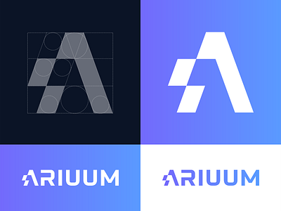 Ariuum logo design bolt branding custom design freedome geometry glitch gradient letter a lettering logo mark platform politics speech vector