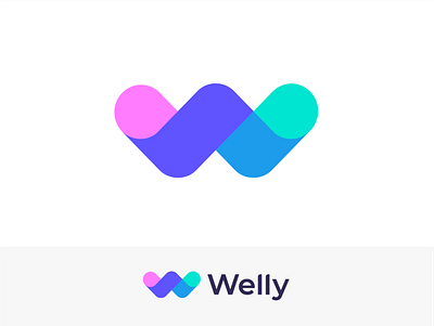 Welly | Logo concept for a weight loss app app branding colors concept design geometry identity ios letter logo mark marker minimal smart unused w web website welly