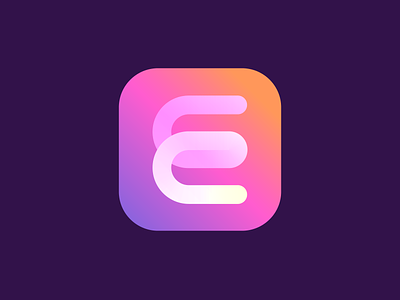 E mark app branding design e geometry gradient graphic design icon ios line logo mark ui