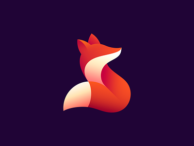 Fox mark design fox gradient icon illustration logo mark orange vector
