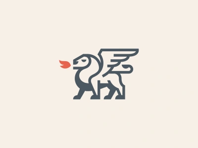 Griffin / logo design fire griffin icon logo mark wings