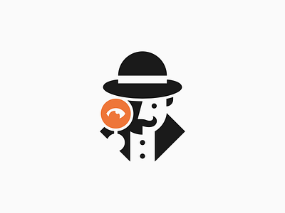 Detective / mark 2d detective icon logo magnifier mark minimal poirot vector