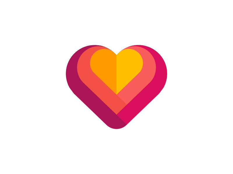 Hot heart geometry icon 2d fire hot heart warm mark design logo