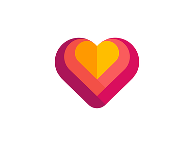 Hot heart 2d design fire geometry heart hot icon logo mark warm