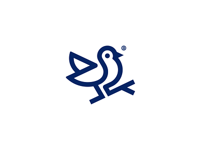 Bird mark animal bird bird icon blue branch geometry icon illustration line logo mark minimalism