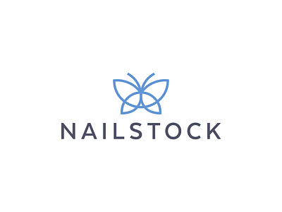 Nailstock butterfly cosmetics design geometry icon logo mark minimalism nail stockton