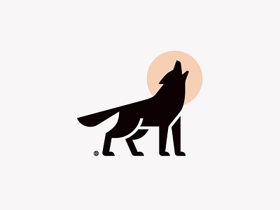 Wolf mark animal design geometry illustration logo mark moon wolf