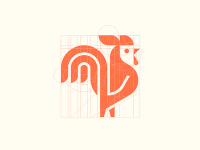 Rooster geometric 2d animal cock design geometry icon line logo logotype mark minimalism rooster vector