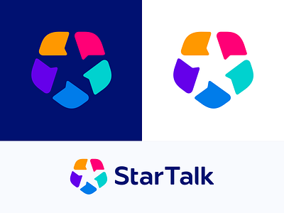 StarTalk logo 2d chat design geometry icon illustration line logo mark minimalism star talk