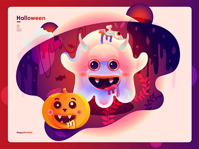 Happy Halloween 2018 character gradient halloween illustration vector