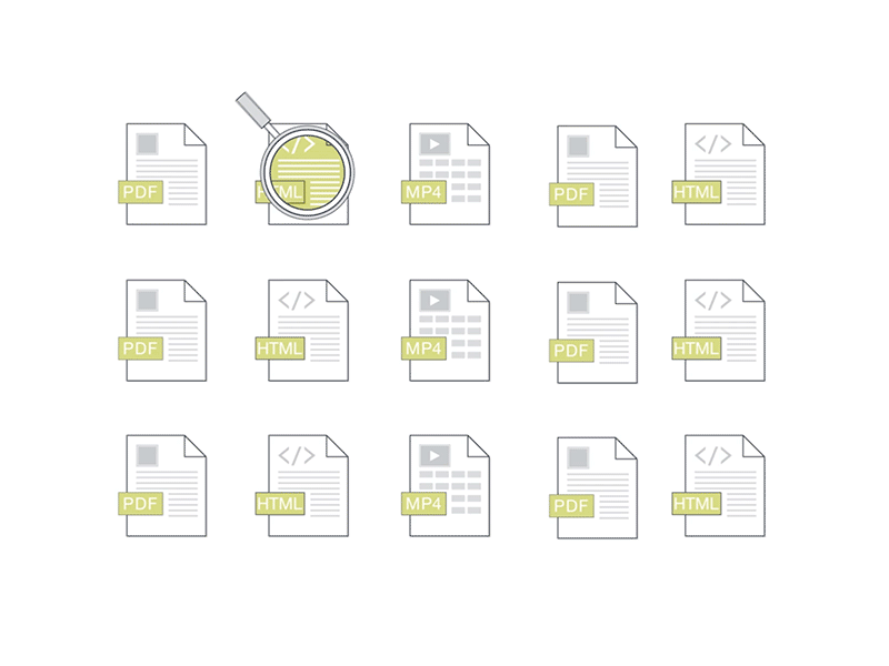 Esko - motion graphic 1 2d animation docs esko files illustration magnifying glass paper