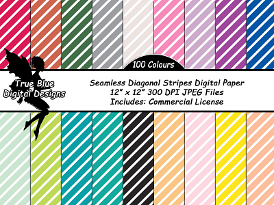 100 Seamless Diagonal Striped Digital Papers