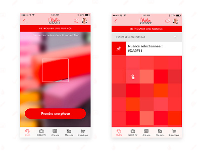 Digital color chart | Mobile App "L'Atelier Géant" app color design interface ios mobile ui ux visual