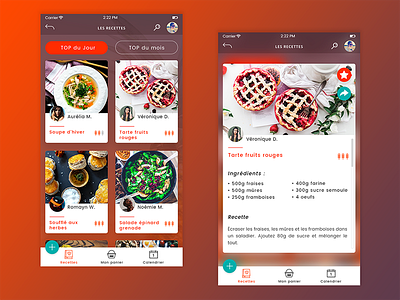 Recettes/Recipes | Petits paniers app design food interface mobile ios mobile recipe ui ux