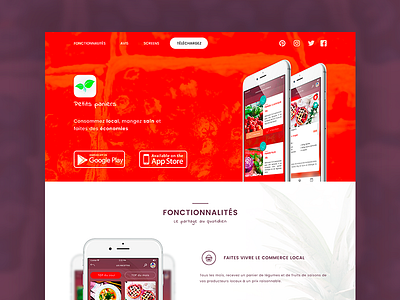 Landing Page | App Petits Paniers food landing page mobile application recipes ui visual interface web webdesign website