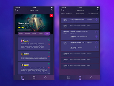 App TV Shows | Reviews and Calendar screens app mobile application mobile calendar ios mobile design reviews tv shows ui user interface ux visual design