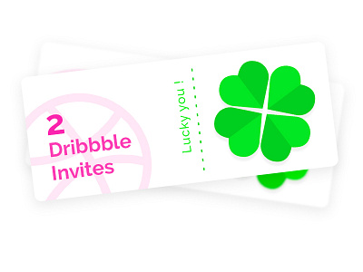 Two Dribbble Invites design designers invitation invites luck lucky day portfolio shamrock ticket